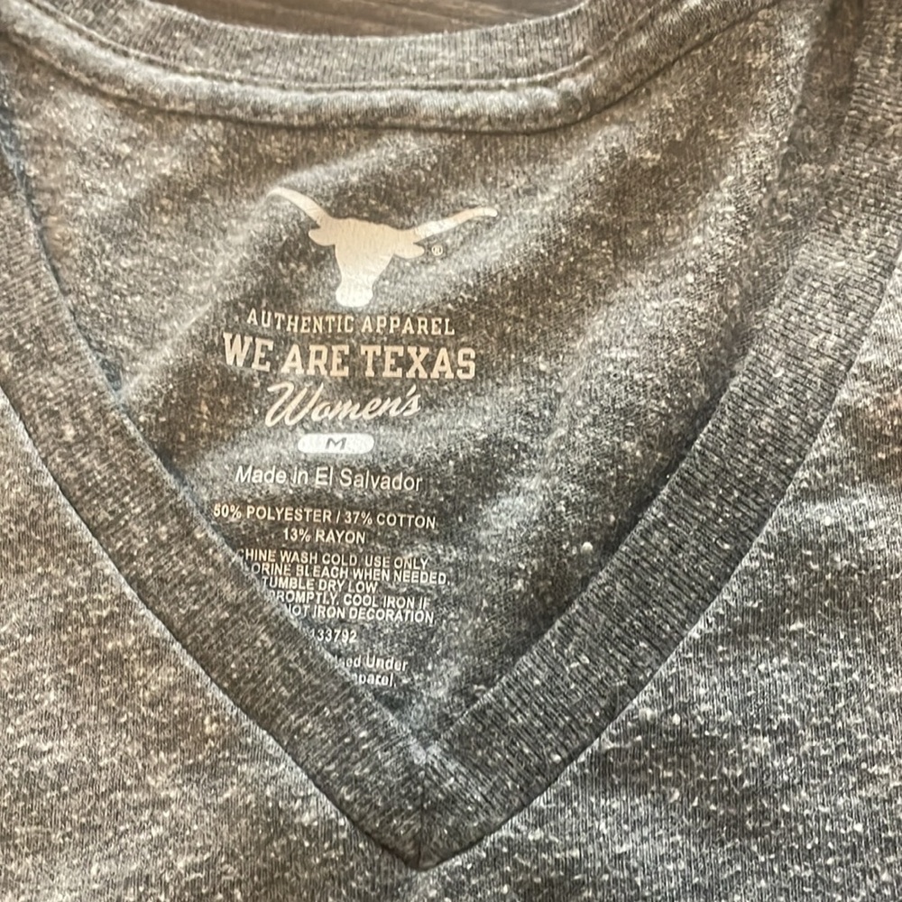 University of Texas Authentic Apparel Gray V-Neck Short Sleeve Tee, Size Medium - Picture 2 of 6
